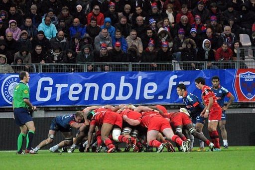 Grenoble and Toulouse&#039; players on December 22, 2012  at the Stade des Alpes stadium in Grenoble,France