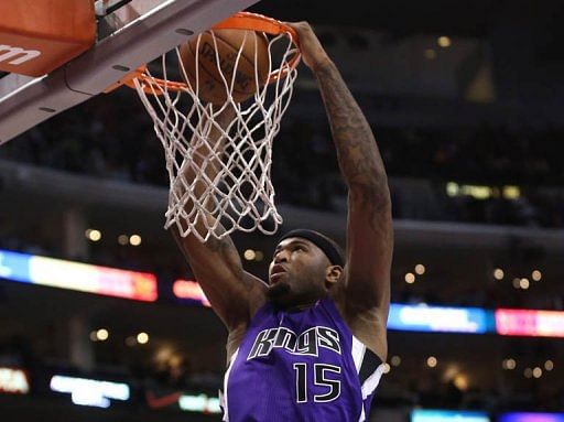 DeMarcus Cousins of the Sacramento Kings dunks in Los Angeles on December 21, 2012