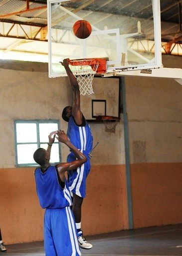 Students during a basketball training session at Seeds Academy in Senegal