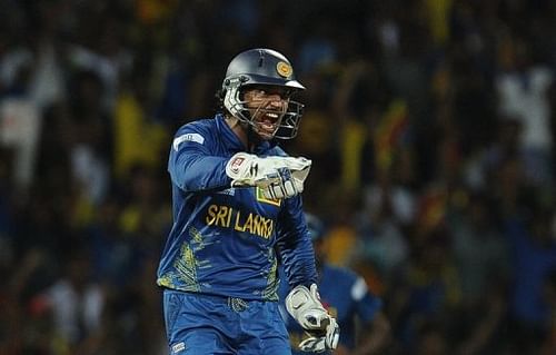 Sri Lankan veteran Kumar Sangakkara during a T20 Cricket World Cup match against Pakistan in Colombo on October 4, 2012