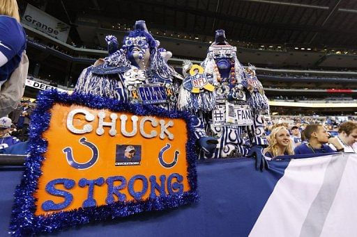 Indianapolis Colts fans show support for head coach Chuck Pagano before a game on November 25, 2012 in Indianapolis