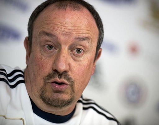 Chelsea interim manager Rafael Benitez answers questions in Surry on December 18, 2012