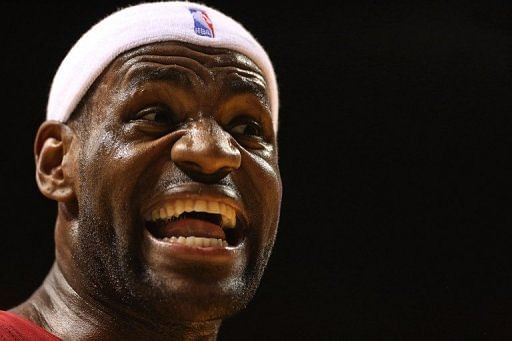 LeBron James of the Miami Heat shouts at the referee during the game against Oklahoma City Thunder on December 25, 2012