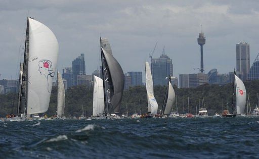 Yachts compete at the start of the gruelling Sydney to Hobart race on December 26, 2012
