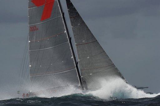 Supermaxi Wild Oats XI enters open water after sailing out of Sydney Harbour on December 26, 2012