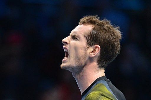Britain&#039;s Andy Murray reacts at the ATP World Tour Finals tennis tournament in London on November 11, 2012