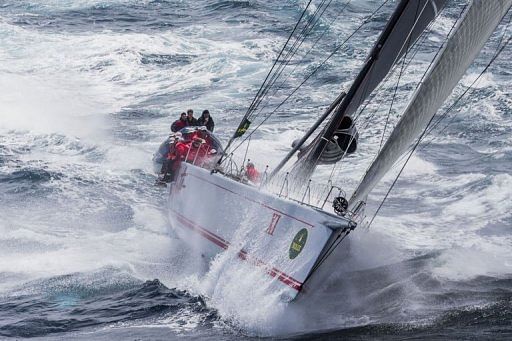 This Rolex handout aerial photo shows Supermaxi Wild Oats XI punching south on December 26, 2012