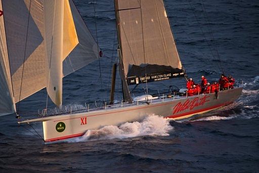 This Rolex handout photo released on December 27, 2012 shows supermaxi Wild Oats XI at sunrise