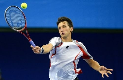 Ukraine's Sergiy Stakhovsky pictured during the quarter-final of the ATP Stockholm Open on October 19, 2012