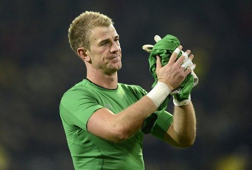City goalkeeper Joe Hart pictured after the Champions League group match against Borussia Dortmund on December 4, 2012