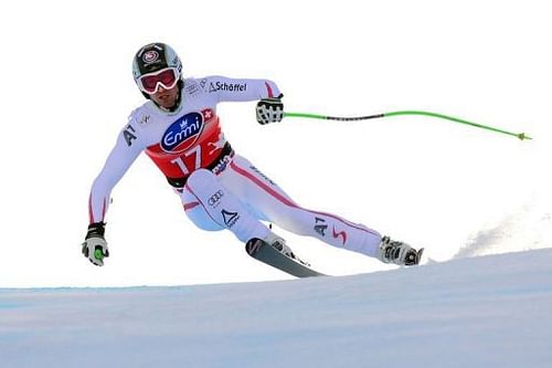 Austria's Hannes Reichelt competes during the men's World Cup downhill in Bormio, Italy, on December 29, 2012.