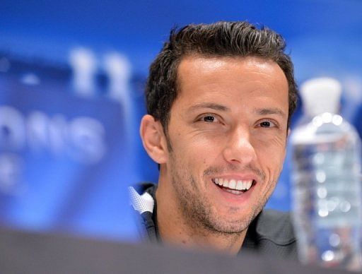 Paris Saint-Germain Paris midfielder Nene gives a press conference in Kiev on November 20, 2012