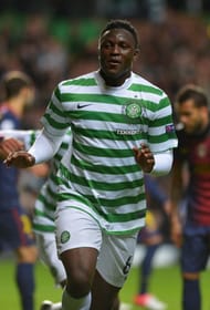 Wanyama celebrates after scoring against Barcelona