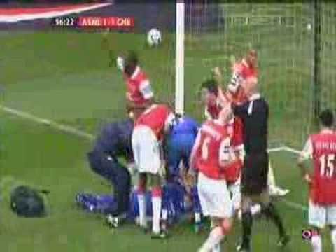 Video: John Terry gets kicked in the face by Abou Diaby