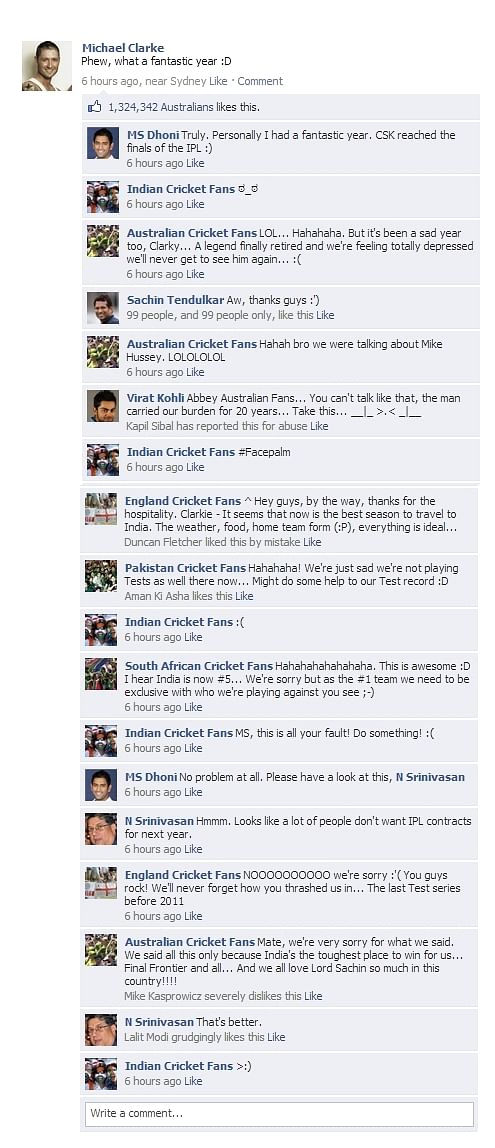 Comic: Michael Clarke's Facebook wall