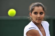 India's Sania Mirza watches the ball dur