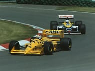 Piquet in his Lotus at the 1988 Canadian GP leading Nigel Mansell