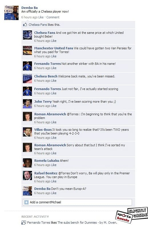 Demba Ba's Facebook Wall