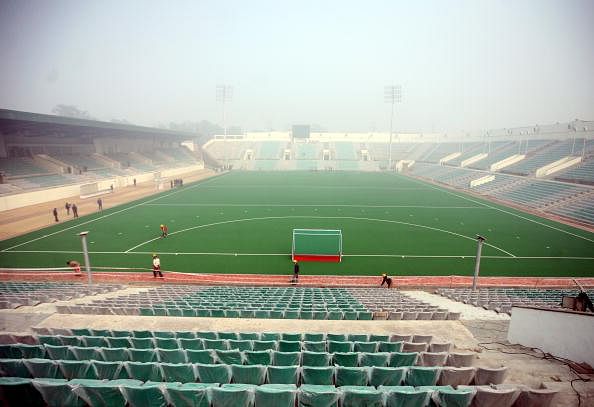 NEW DELHI, INDIA - JANUARY 24: A view of the newly renovated Dhyan Chand National Hockey Stadium in New Delhi on January 24, 2010.