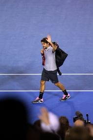 MELBOURNE, AUSTRALIA - JANUARY 25: Roger Federer of Switzerland leaves the court after losing his semifinal match against Andy Murray of Great Britain