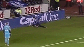 Alternate camera angle for Hazard's kick on ball boy