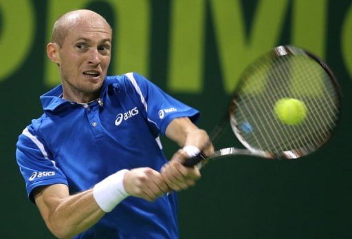 Russia&#039;s Nikolay Davydenko on day one of the 2013 ATP Qatar Open in Doha on December 31, 2012