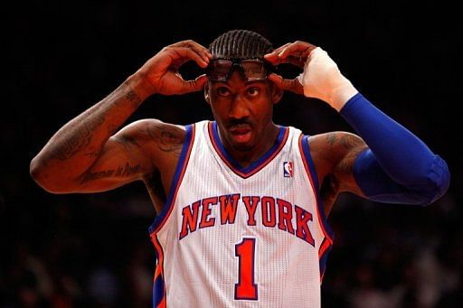 Amare Stoudemire of the New York Knicks during a game against the Miami Heat at Madison Square Garden on May 6, 2012