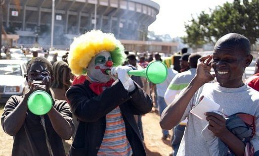 Zimbabwe football fans outside the National Sport Stadium in Harare, Zimbabwe on June 2, 2010.