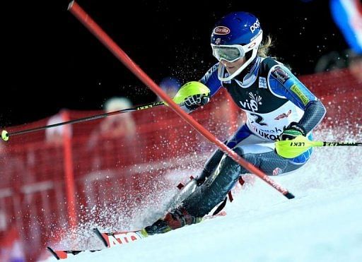 US Mikaela Shiffrin competes in Sljeme, Croatia on January 4, 2013