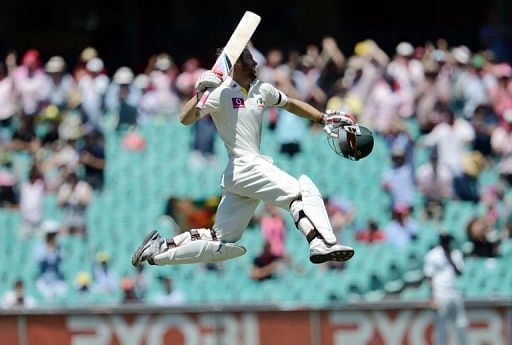 Australian batsman Matthew Wade celebrates a century at Sydney Cricket Ground, January 5 2013