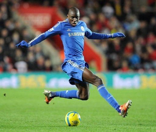 Chelsea&#039;s striker Demba Ba in action in Southampton on January 5, 2013