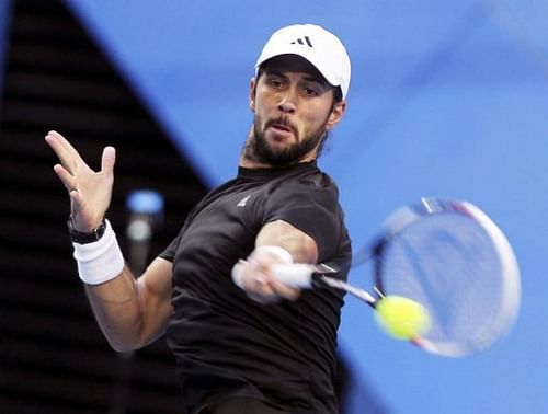 Fernando Verdasco of Spain in action in Perth on January 5, 2013