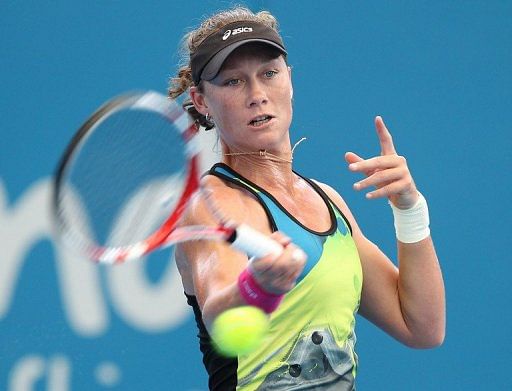 Former US Open champion Samantha Stosur during a training session in Brisbane on December 28, 2012