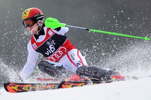 Austria&#039;s Marcel Hirscher competes during the men&#039;s FIS slalom competition race in Sljeme on January 6, 2013
