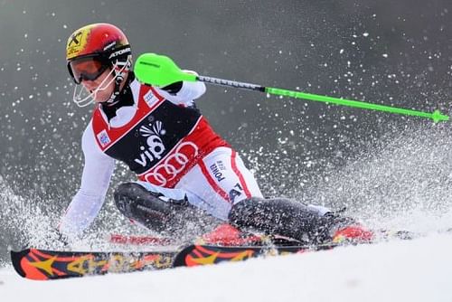 Austria's Marcel Hirscher competes during the men's FIS slalom competition race in Sljeme on January 6, 2013