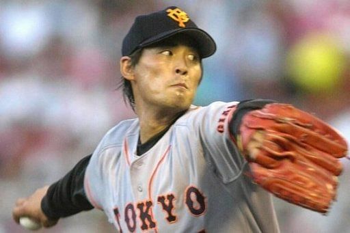 Cho Sung-Min, a former pitcher for Japanese baseball team Yomiuri Giants, pictured in August 2000