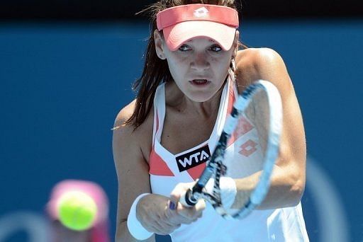 Poland&#039;s Agnieszka Radwanska during her game against Roberta Vinci at the Sydney International on January 9, 2013