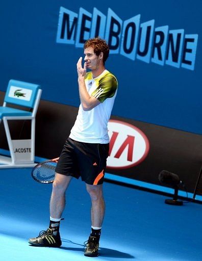 World number three Andy Murray in training at Melbourne Park on January 9, 2013