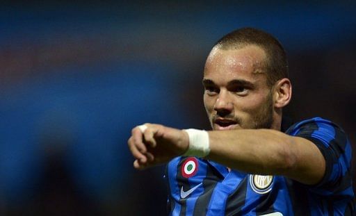 The loss of Wesley Sneijder, pictured on May 2, 2012, would be another setback for Serie A