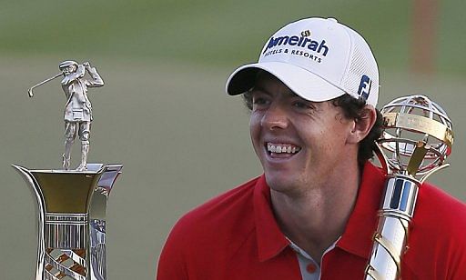 Northern Ireland&#039;s Rory McIlroy after winning the DP World Tour golf Championship in Dubai on November 25, 2012