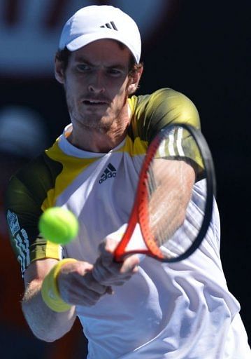 Britain's Andy Murray returns during the Australian Open on January 15, 2013