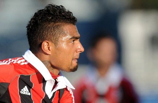 Kevin-Prince Boateng is pictured during the match between Pro Patria and AC Milan in Busto Arsizio on January 3, 2013