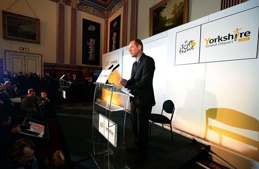 Christian Prudhomme gives a press conference to announce the routes in Leeds, on January 17, 2013
