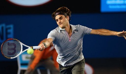 Switzerland&#039;s Roger Federer during his Australian Open match against Russia&#039;s Nikolay Davydenko on January 17, 2013