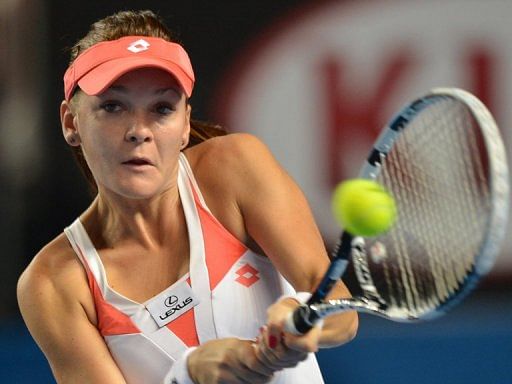 Poland&#039;s Agnieszka Radwanska during her Australian Open match against Britain&#039;s Heather Watson on January 18, 2013