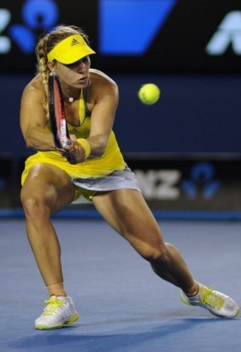 Germany&#039;s Angelique Kerber during her Australian Open match against Madison Keys in Melbourne on January 18, 2013