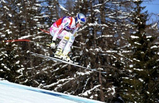 US Lindsey Vonn competes during the women&#039;s downhill in Cortina d&#039;Ampezzo on January 19, 2013