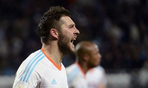 Marseille's midfielder Andre Pierre Gignac on January 19, 2013 at the Velodrome stadium in Marseille