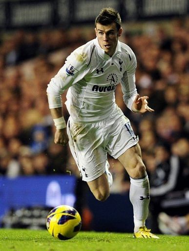 Tottenham Hotspur winger Gareth Bale during a match against Stoke City at White Hart Lane on December 22, 2012