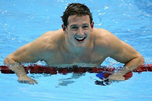 Michael Jamieson celebrates after a swimming event at the London 2012 Olympic Games in London on August 1, 2012